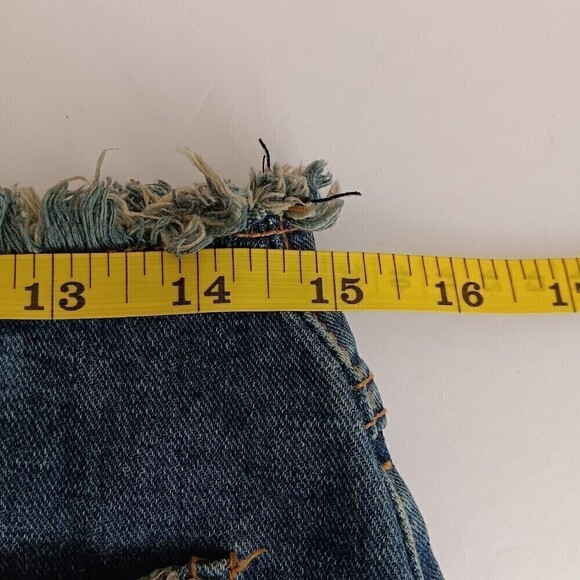 Denim "Karen" Mini Skirt w/Side Slits, Distress By GOGIB Jean - Size L (Juniors) - Picture 3 of 7